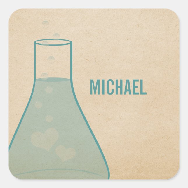 Whimsical Beaker Stickers, Teal Square Sticker (Front)