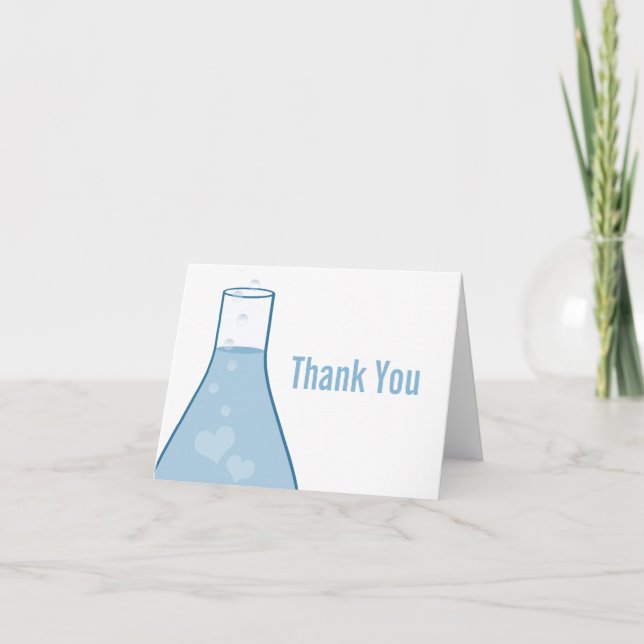 Whimsical Beaker Thank You Card, Blue Card (Front)
