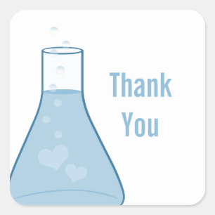 Whimsical Beaker Thank You Stickers, Blue Square Sticker