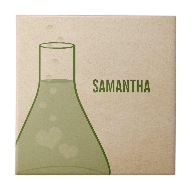 Whimsical Beaker Tile, Green Ceramic Tile (Front)