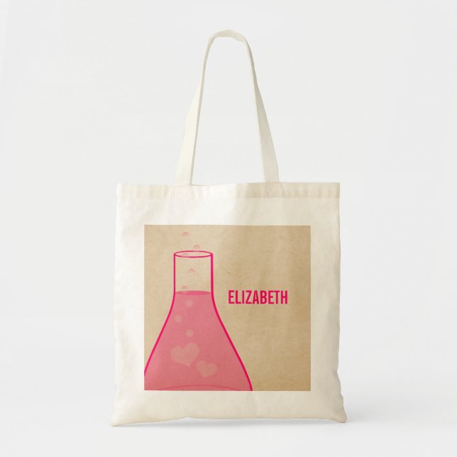 Whimsical Beaker Tote Bag, Pink Bag (Front)