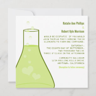 Whimsical Beaker Wedding Invite, Green Invitation
