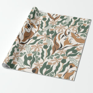 Whimsical Bear and Thistle Floral Forest Garden Wrapping Paper