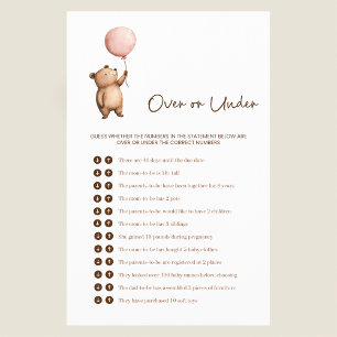 Whimsical Bear Baby Shower "Over or Under" Game Flyer