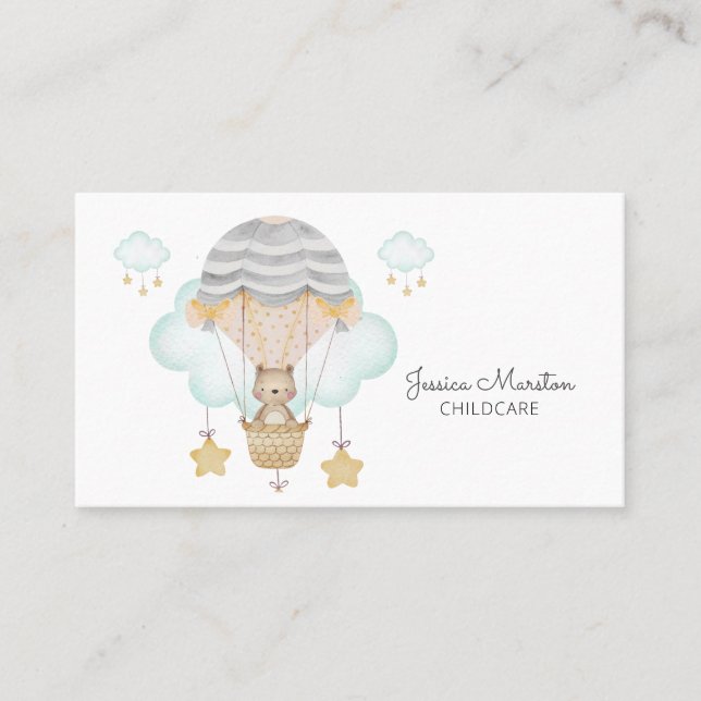 Whimsical Bear Childcare Business Card (Front)