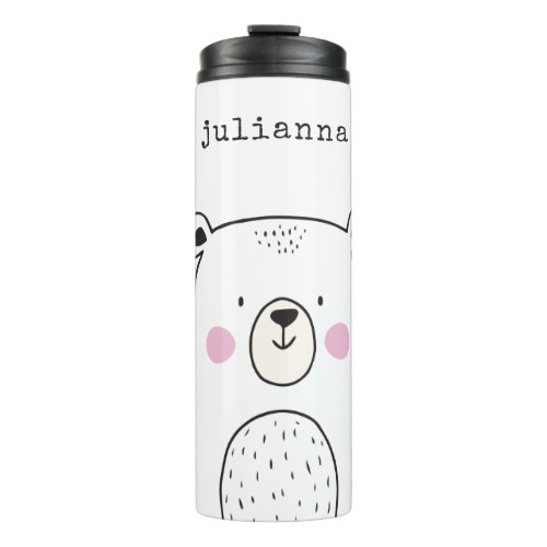 Whimsical Bear Drawing Cute Personalized Thermal Tumbler