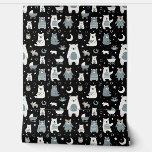 Whimsical Bear Family Pattern Wallpaper