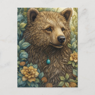 Whimsical Bear in Forest Postcard