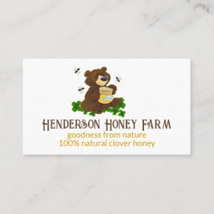 Whimsical Bear With Honey Jar Honey  Business Card