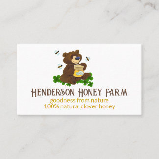 Whimsical Bear With Honey Jar Honey  Business Card