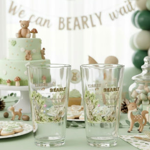 Whimsical Bearly Wait Baby Shower Party Glass