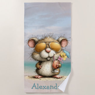 Whimsical Beaver Beach Scene Personal Towel