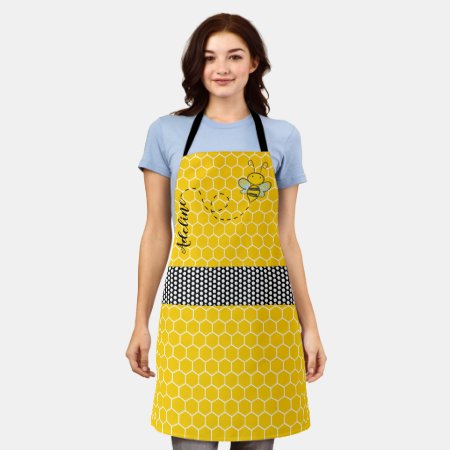 Whimsical Bee And Honeycomb Personalized Apron