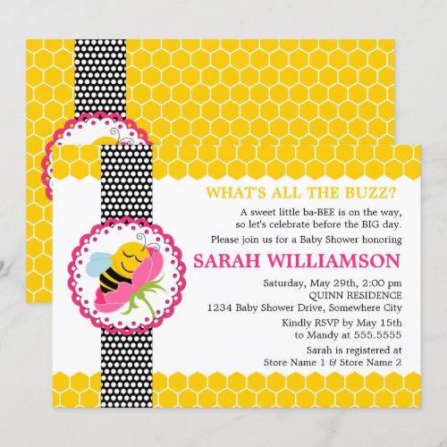 Whimsical Bee Baby Shower Invitation