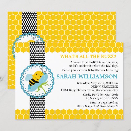 Whimsical Bee Baby Shower Invitation