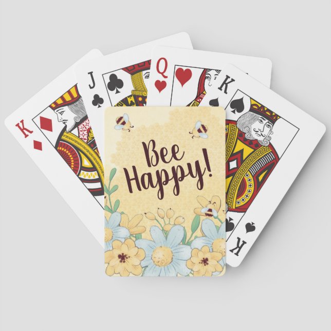 Whimsical Bee Happy Poker Cards (Back)