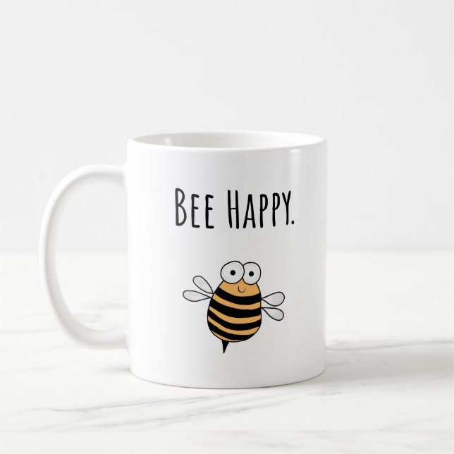 Whimsical Bee Happy Word Mug (Left)