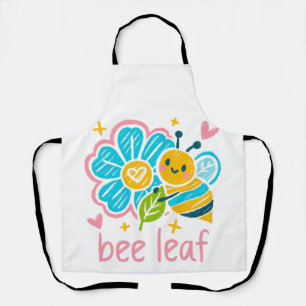 Whimsical 'Bee Leaf' Crayon Art: Garden Lovers Apron