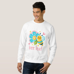 Whimsical 'Bee Leaf' Crayon Art: Happy plant dad  Sweatshirt