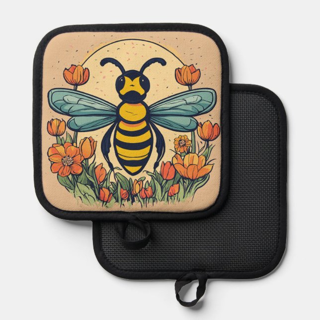Whimsical Bee Pot Holder (Front/Back)