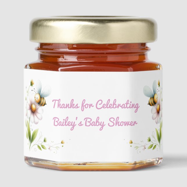 Whimsical Bee Thanks Baby Shower  Honey Jar Favors (Front)