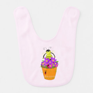 Whimsical Bee with Flower Pot Baby Bib