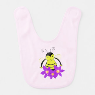 Whimsical Bee with Flowers Baby Bib