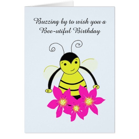 Whimsical Bee with Flowers Cards (Front)