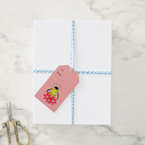 Whimsical Bee with Flowers Gift Tags