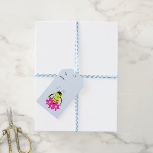 Whimsical Bee with Flowers Gift Tags