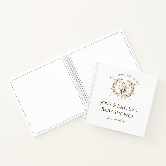 Whimsical Bee Wreath  Baby Shower Guest Notebook (Inside)