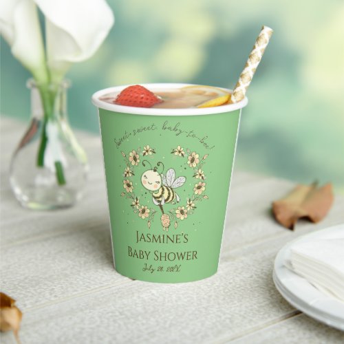 Whimsical Bee Wreath Baby Shower   Paper Cups