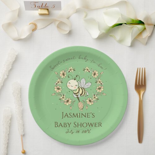Whimsical Bee Wreath Baby Shower   Paper Plates