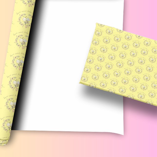 Whimsical Bee Wreath Baby Shower Wrapping Paper (See our entire  Whimsical Bee Wreath Baby Shower Collection for matching products)
