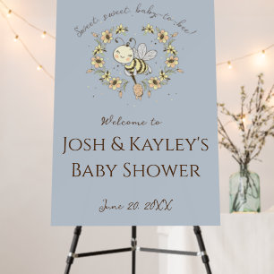 Whimsical Bee Wreath Co-Ed Baby Shower Welcome Foam Board