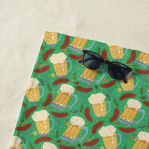 Whimsical Beers & Brats  Beach Towel
