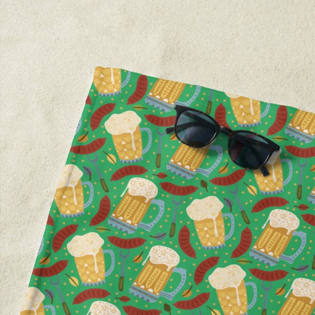 Whimsical Beers & Brats  Beach Towel (In Situ)