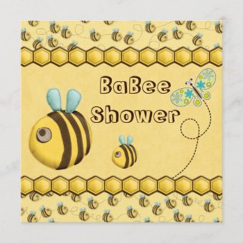 Whimsical Bees And Butterfly Baby Shower Invitation by GroovyGraphics at Zazzle