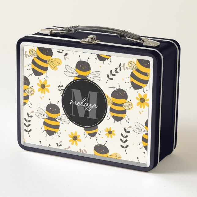 Whimsical Bees Metal Lunchbox (Front)