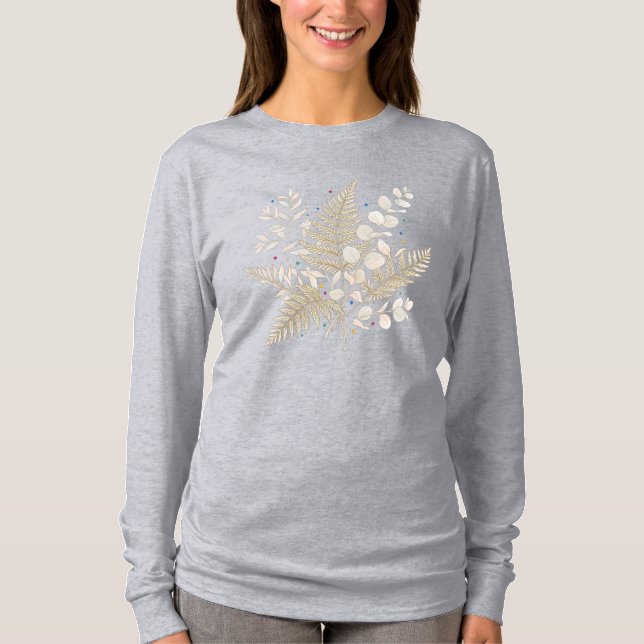 whimsical beige floral fairycore design T-Shirt (Front)