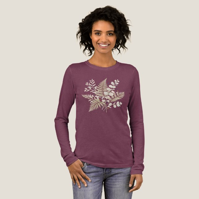 whimsical beige floral fairycore design Tri-Blend shirt (Full Front)