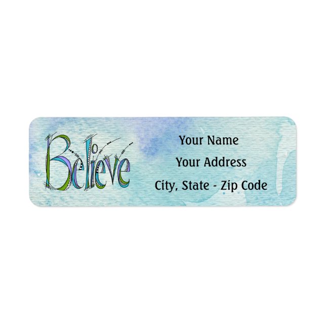 Whimsical Believe Hand-Lettering Label (Front)
