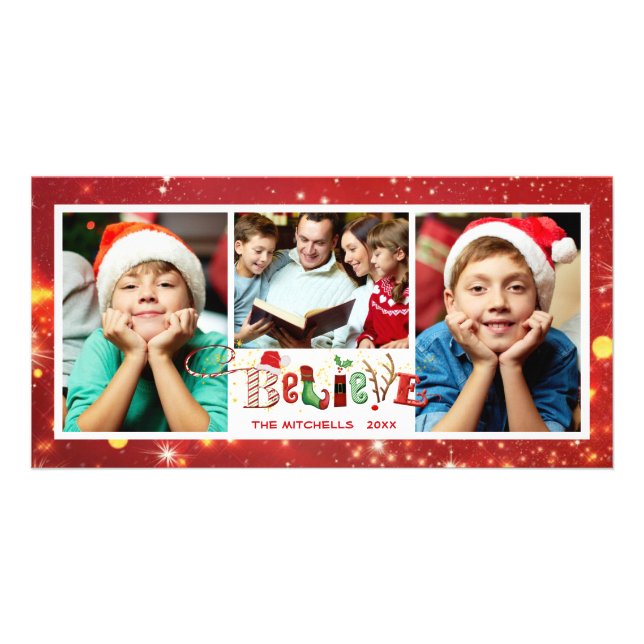 Whimsical BELIEVE, Red Boken - 3 Photos Card (Front)