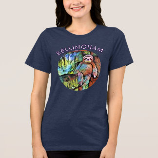 Whimsical Bellingham Sloth T-Shirt  Tri-Blend Shirt