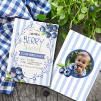 Whimsical Berry Sweet Blueberry Birthday Invitation