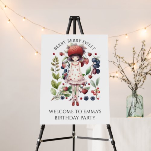 Whimsical Berry Sweet Girls Birthday Party Foam Board
