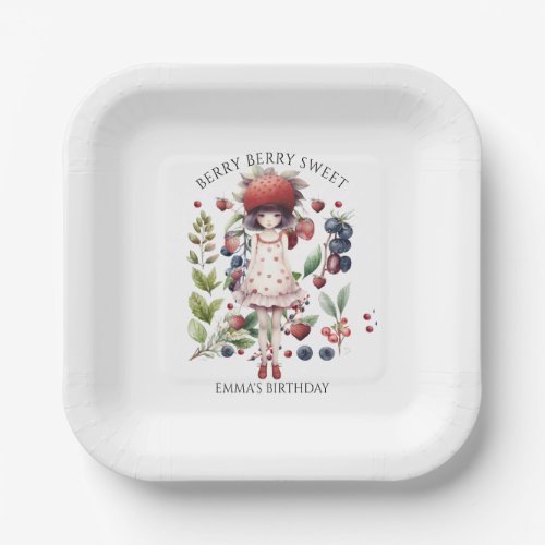 Whimsical Berry Sweet Girls Birthday Party Paper Plates