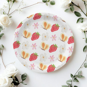 Whimsical Berry Sweet Strawberry Baby shower Paper Plates