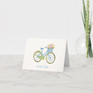 Whimsical Bicycle Illustration Personalized Name Note Card
