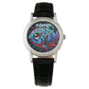Whimsical Big-Eyed Fish Nautical Personalized Watch